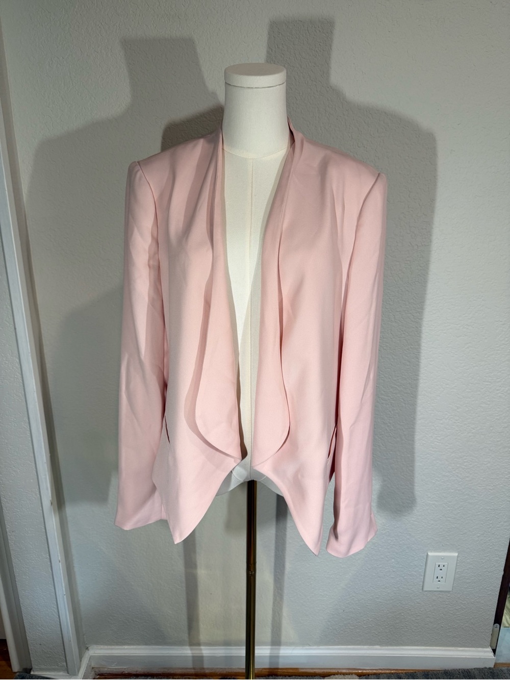 Vince Camuto Pale Pink Draped Open-Front Blazer
